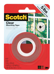 3M Scotch 4010 Clear Mounting Tape, 25.4mm x 1.51 meters, Red