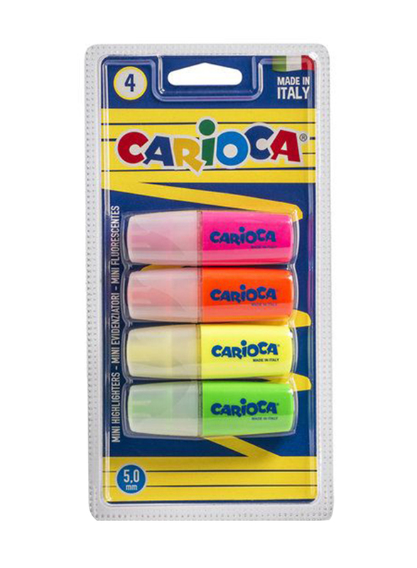 Carioca 4-Piece Mini Light Blister Highlighter Set, Multicolour