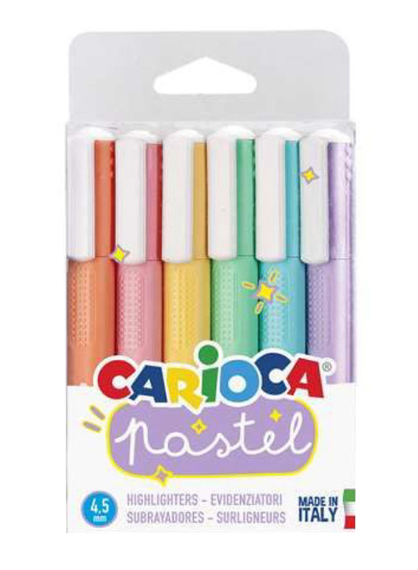 Carioca 6-Piece Pastel Highlighter Set, Multicolour