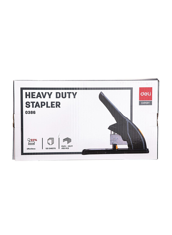 Deli E0386 Heavy Duty Stapler, 120 Sheets, Black