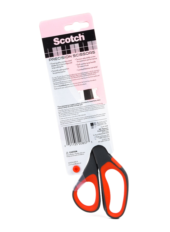 3M Scotch 1448 8-inch Precision Scissor, Black/Red