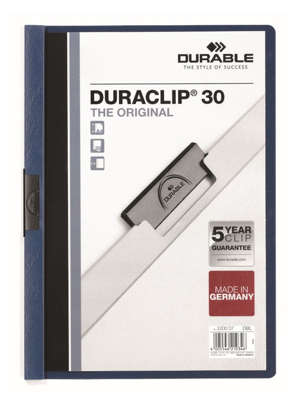Durable Duraclip 2200-07 30-Sheets Capacity Clip File, A4 Size, Dark Blue