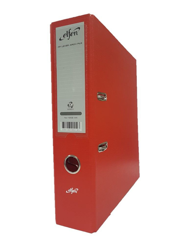 Elfen 1202 PVC Box File, A4 Size, Red