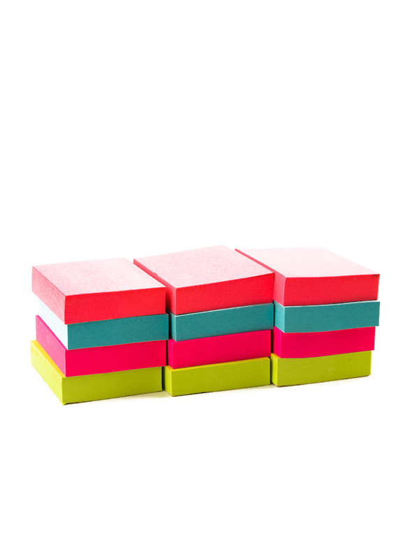 3M Post-it 653AN Neon Color Sticky Notes, 34.9 x 47.6mm, 12 x 100 Sheets, Multicolor