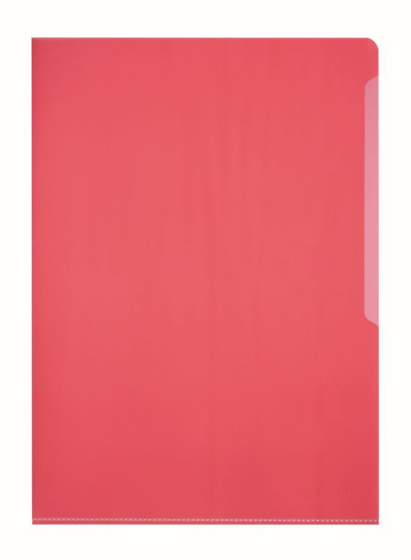 Durable 2339-03 PVC L-Shaped Transparent File Folder, A4 Size, 50 Pieces, Red