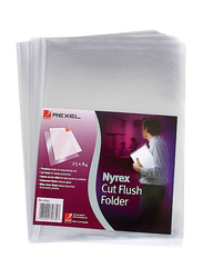 Rexel 12153 Nyrex Cut Flush Folder, A4 Size, 100 Pieces, Clear
