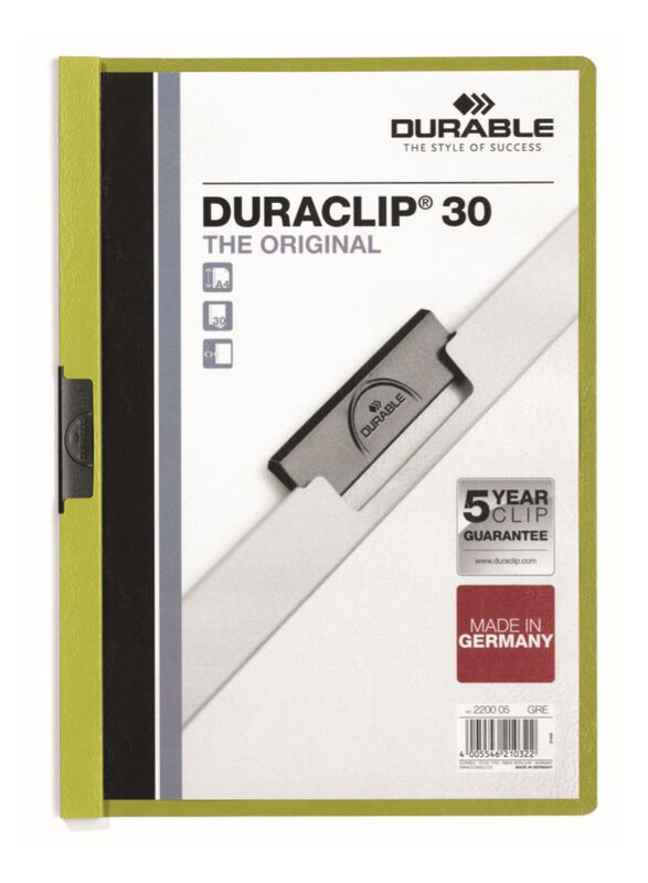 

Durable Duraclip 2200-05 30-Sheets Capacity Clip File, A4 Size, Green