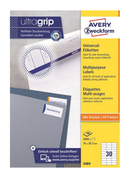 Avery 3489 Multipurpose Labels, 30 x 100 Pieces, White