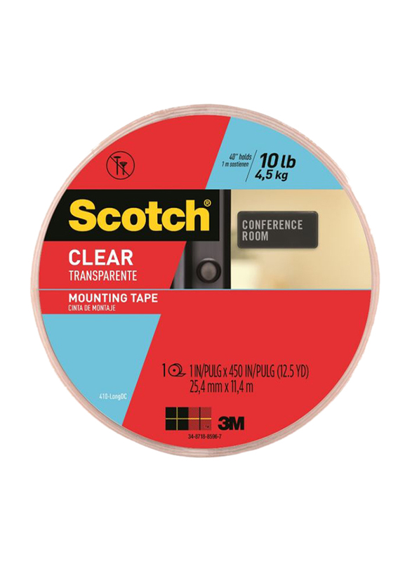 3M Scotch Long4010 Perm Mounting Tape, 25.4mm x 11.4 meters, Red