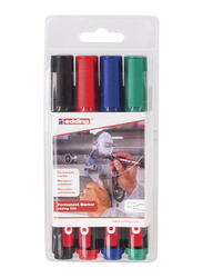 Edding E-300/4 S Permanent Markers with Bullet Nib, 4 Pieces, Black/Blue/Red/Green