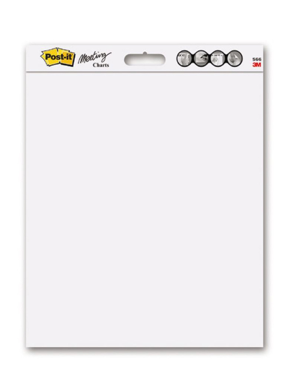 3M Post-it 563-DE Super Sticky Tabletop Easel Pad with Dry Erase Surface, 504 x 584mm, 20 Sheets, White