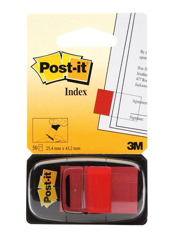 3M Post-It 680-1 Tape Flags, 25.4 x 43.18mm, 50 Sheets, Red