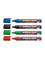Edding E-360/ 4 S White Board Marker with Bullet Nib, 4 Pieces, Black/Red/Blue/Green