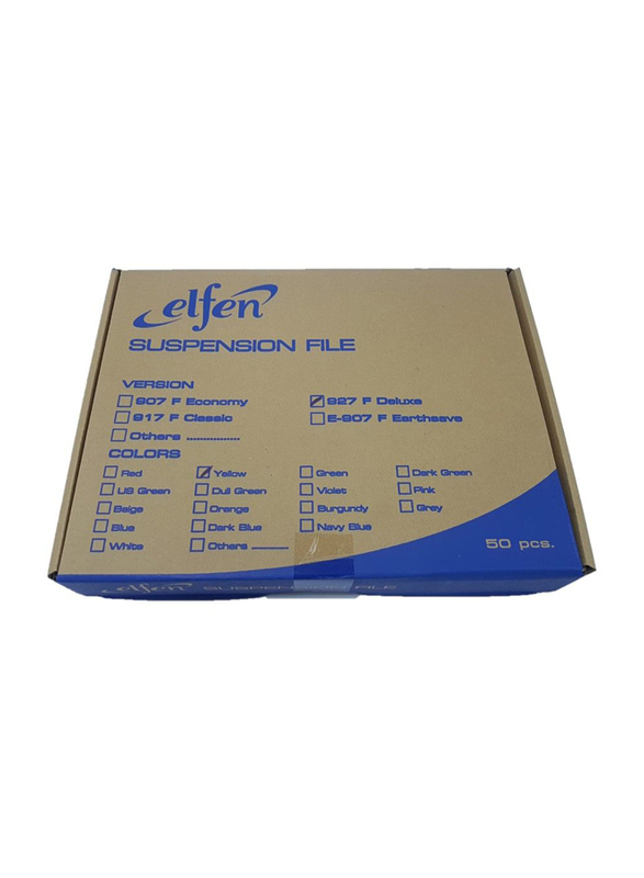 Elfen 927 Deluxe Suspension File Folder Set with 50 Title Holder, Full Scape, 50 Pieces, Yellow