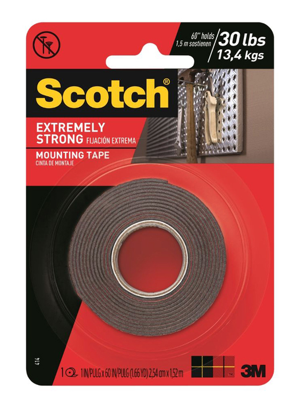 3M Scotch 114P Extremely Strong Mounting Tape, 25.4 x 1.5 meters, Red