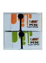BIC Mini Plast Office Eraser, 2 Pieces, White
