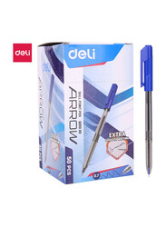 Deli Q01030 Arrow Smooth Ball Pen, 50 Pieces, 7mm, Blue