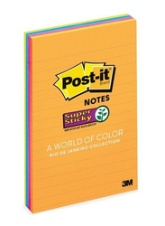 3M Post-It 4621-SSAU Lined Super Sticky Notes, 101.6 x 152.4mm, 4 x 45 Sheets, Multicolor