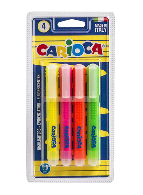 Carioca 4-Piece Memory Blister Assorted Highlighter Set, Multicolour