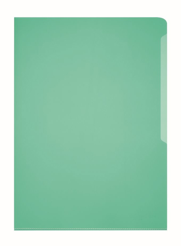 Durable 2339-05 PVC L-Shaped Transparent File Folder, A4 Size, 50 Pieces, Green