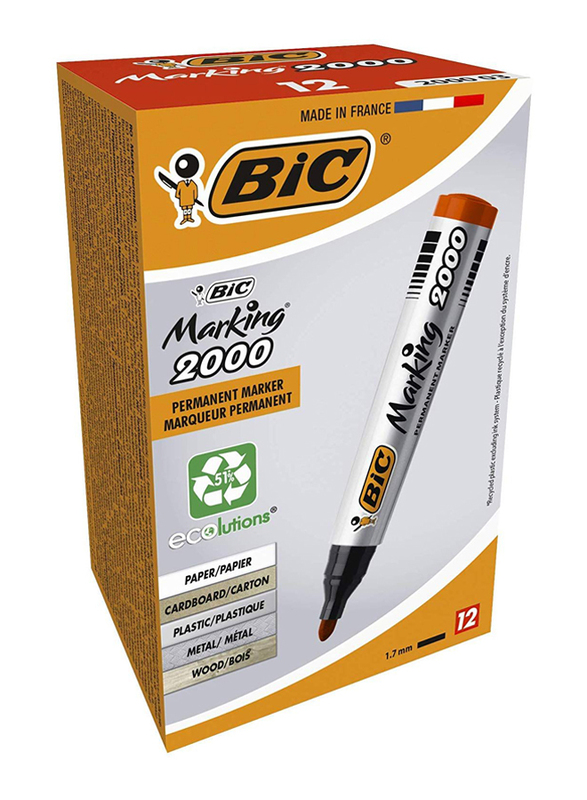 Bic 2000 Permanent Marker with Bulletin Tip, Red