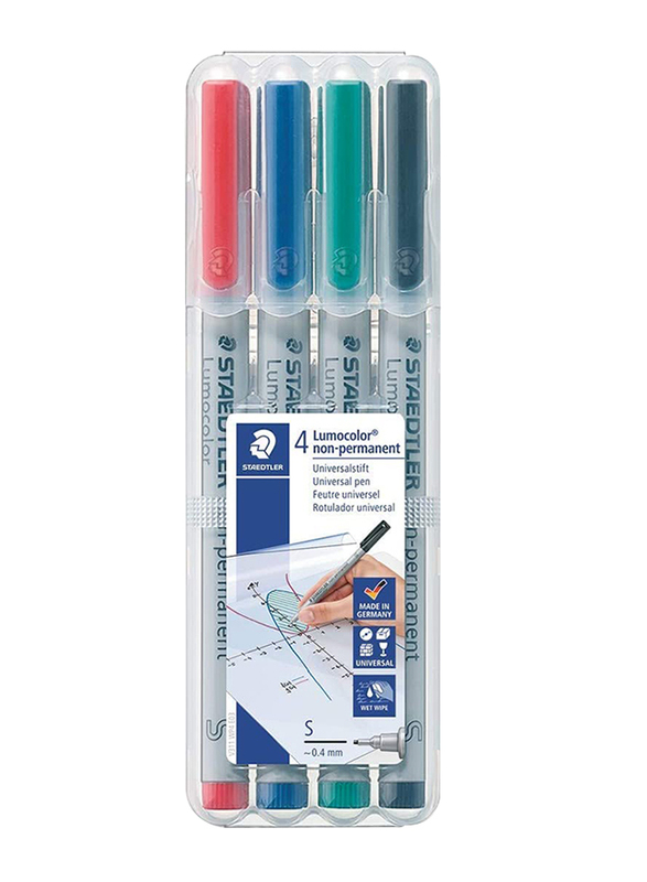 Staedtler Lumocolor Non-Permanent 311 WP4 Universal Pens, S, 4 Pieces, Multicolor