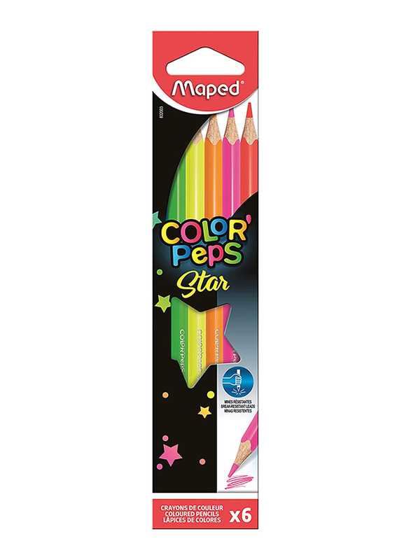 Maped 6-Piece Color'Peps Fluorescent Pencils Set, Multicolor