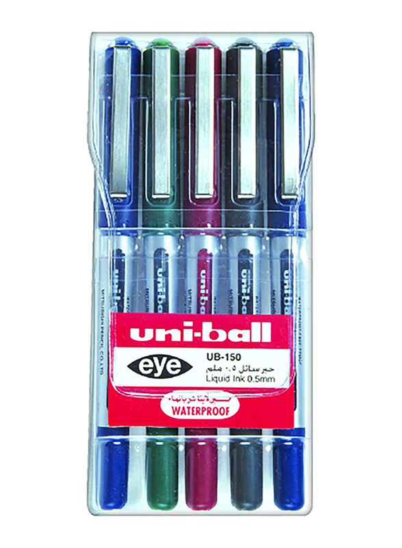 Uniball 5-Piece Uniball Eye Rollerball Pen Set, 0.5mm, MI-UB150-05C, Multicolor