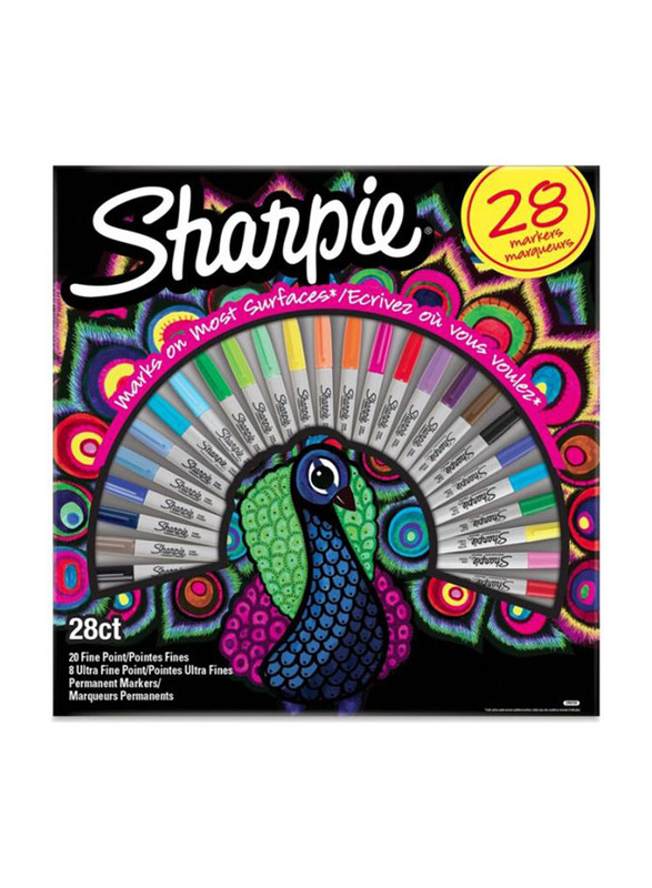 Sharpie Peacock Permanent Marker, 28 Pieces, Multicolour