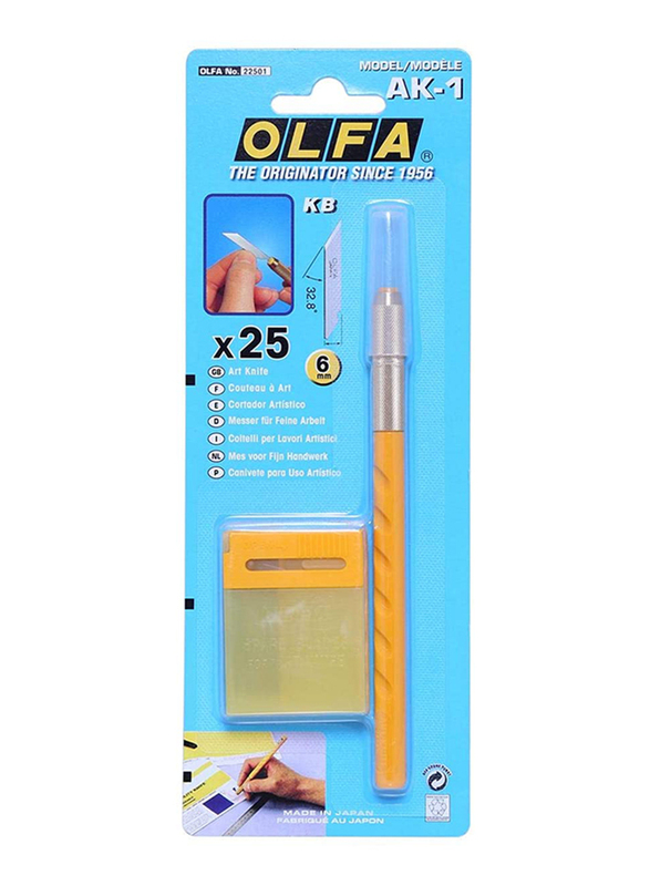 Olfa AK-1 Professional Art Cutter Knife, 6mm, Yellow