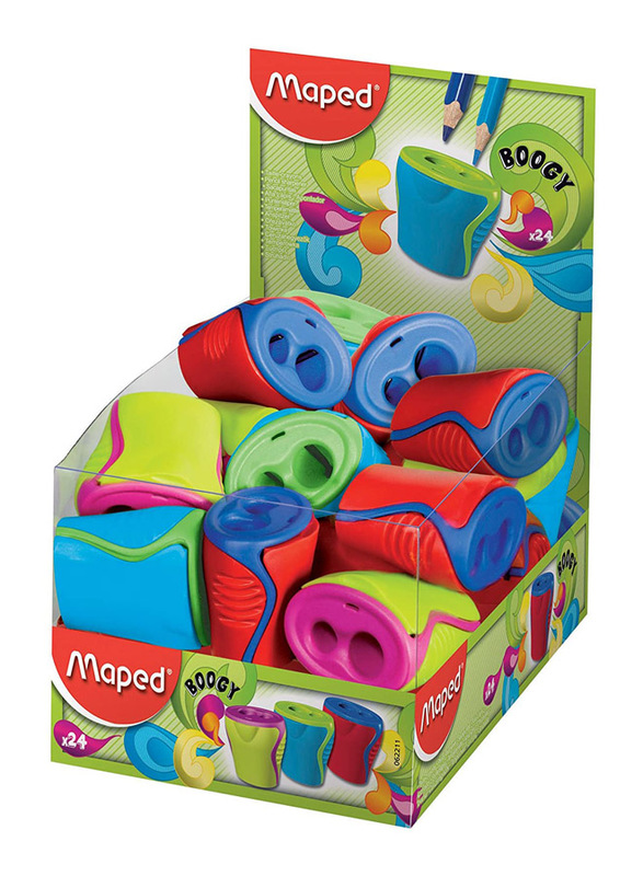 Maped 24-Piece Boogy 2 Hole Canister Pencil Sharpener Set, Multicolor