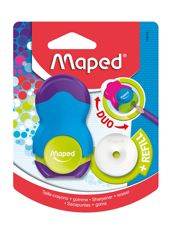 Maped Loopy Totem 2 in 1 Eraser and Pencil Sharpener, Assorted Color