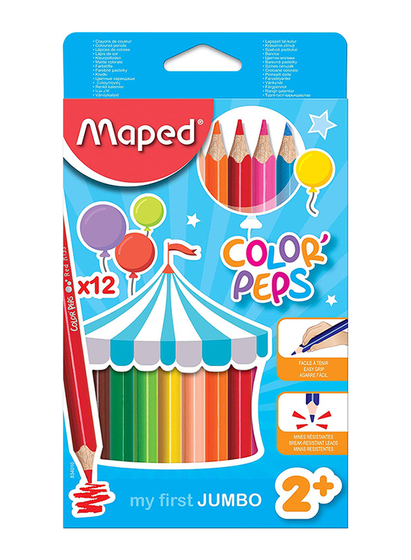 Maped 12-Piece Color'Peps Triangular Colored Pencil Set, Multicolor