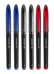 Uniball 6-Piece Air Fine Rollerball Pen Set, 0.5mm, Blue/Black/Red