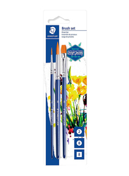 Staedtler 989-SBK3-3ST Synthetic Paint Brush, 3 Pieces, Blue/Brown