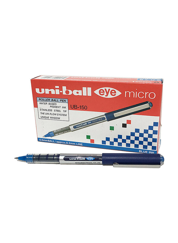 

Uniball 12-Piece Eye Micro Roller Ball Pen Set, 0.5mm, UB-150, Blue