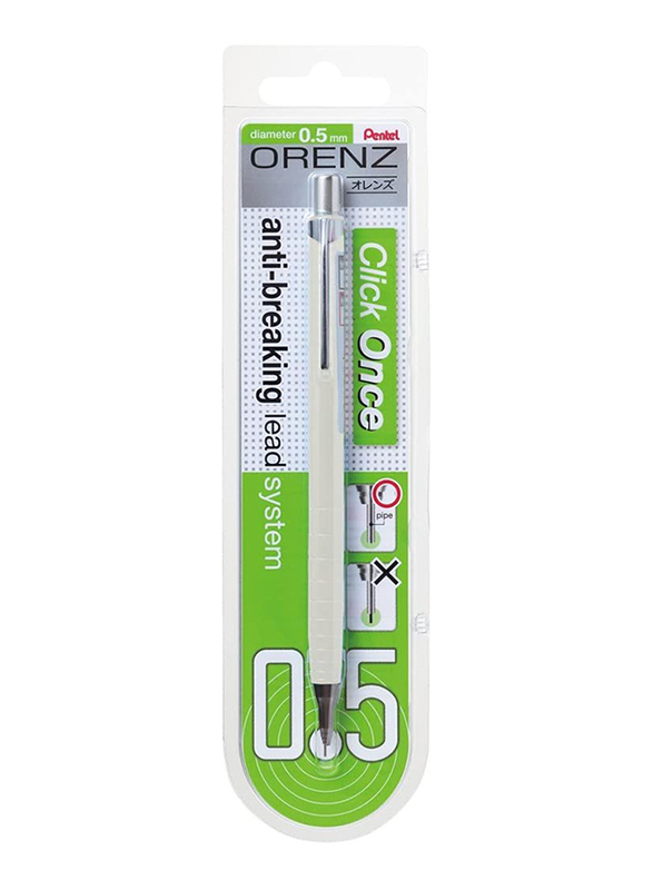 Pentel Orenz Mechanical Pencil with 100% Shatterproof in Blister Card 0.5mm, White