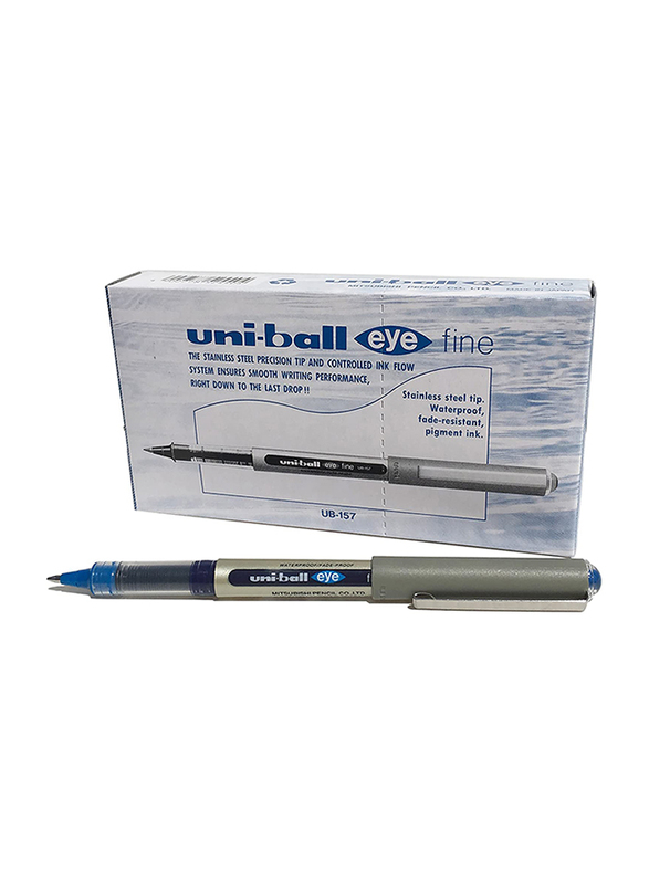 Uniball 12-Piece Eye Fine Rollerball Pen Set, 0.7mm, UB-157, Light Blue