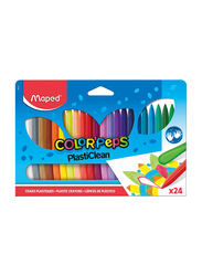 Maped Color'Peps Plastic Clean Helix USA Crayons, 24 Pieces, Multicolor