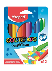 Maped Color'Peps Plastic Clean Helix USA Crayons, 12 Pieces, Multicolor
