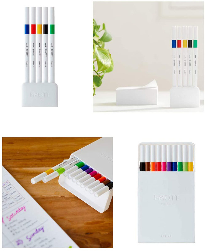 Uniball 5-Piece Emott Ever Vivid Color Fineliner Pen Set, 0.4mm, Multicolor