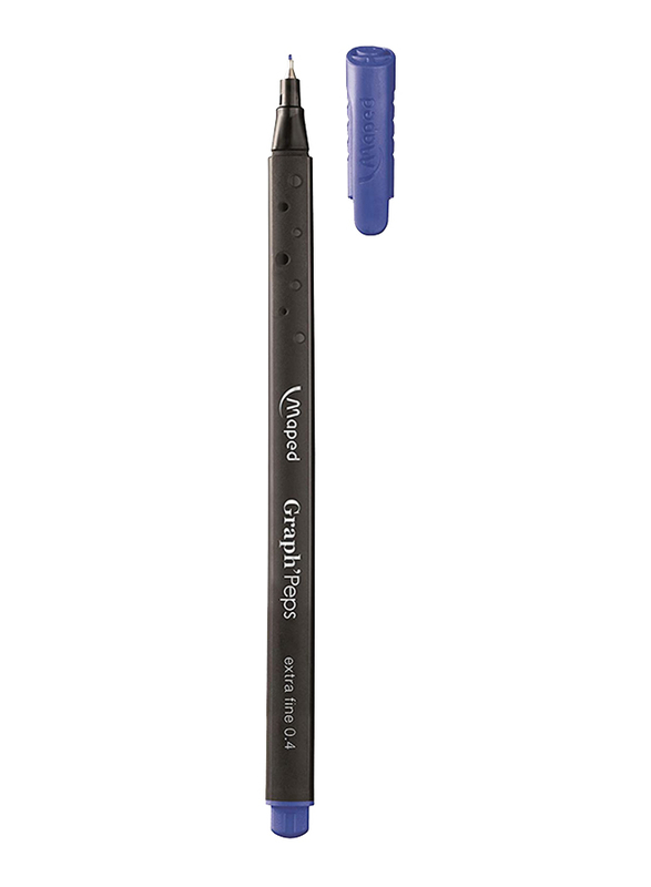 Maped 2-Piece Graph'Peps Fineliner Metal Tip Pen Set, 0.4mm, M749140, Blue