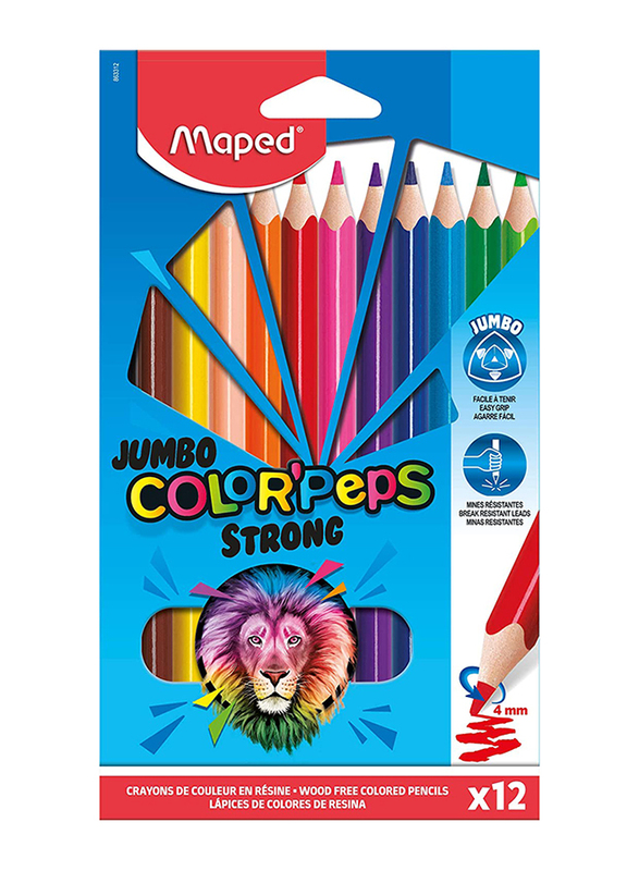 Maped 12-Piece Color'Peps Jumbo Strong Color Pencils, Multicolor