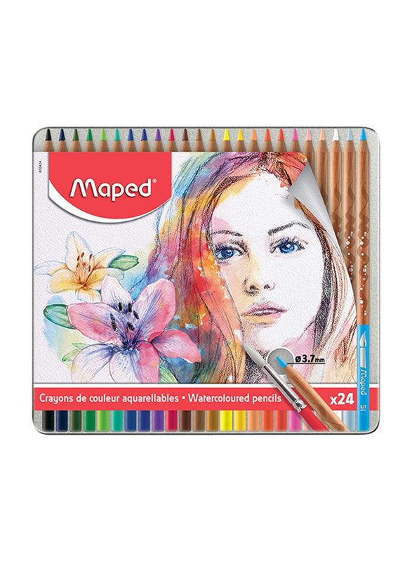 Maped 24-Piece Watercolored Pencil Set, 832424, Multicolor