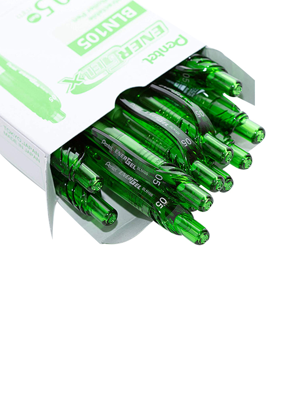 Pentel 12-Piece EnerGel-X Retractable Gel Pen Set, 0.5mm, Lime Green