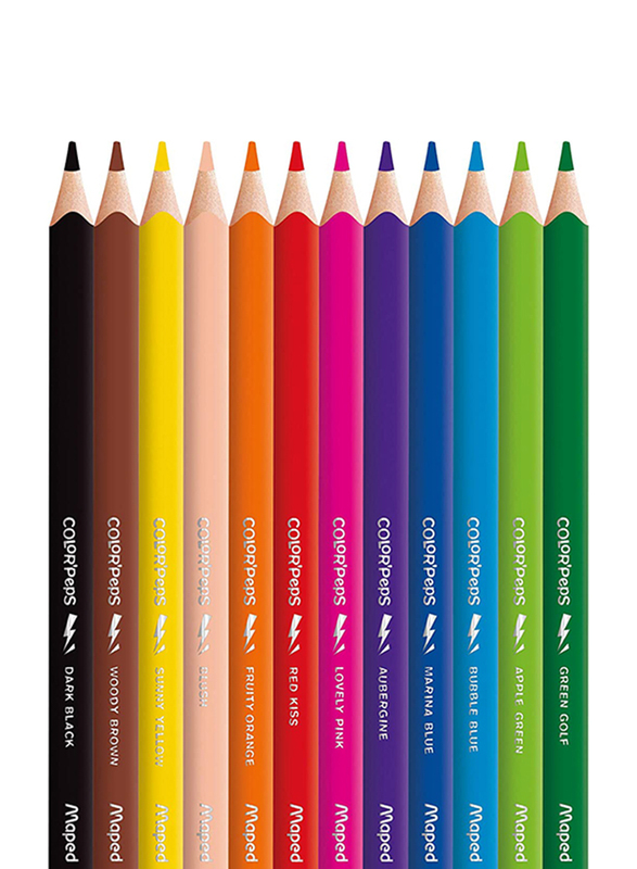 Maped 12-Piece Color'Peps Jumbo Strong Color Pencils, Multicolor