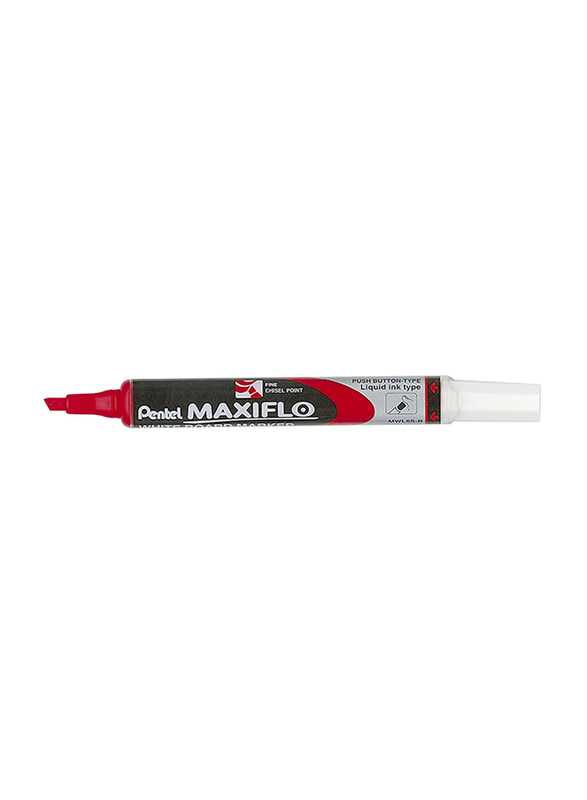 

Pentel Maxiflo Dry Wipe Slim Chisel Tip White Board Marker Set, Red
