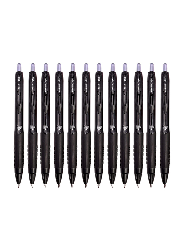 Uniball 12-Piece Signo Gel Ink Roller Ball Retractable Pen, 0.7mm Set, UMN-307, Black