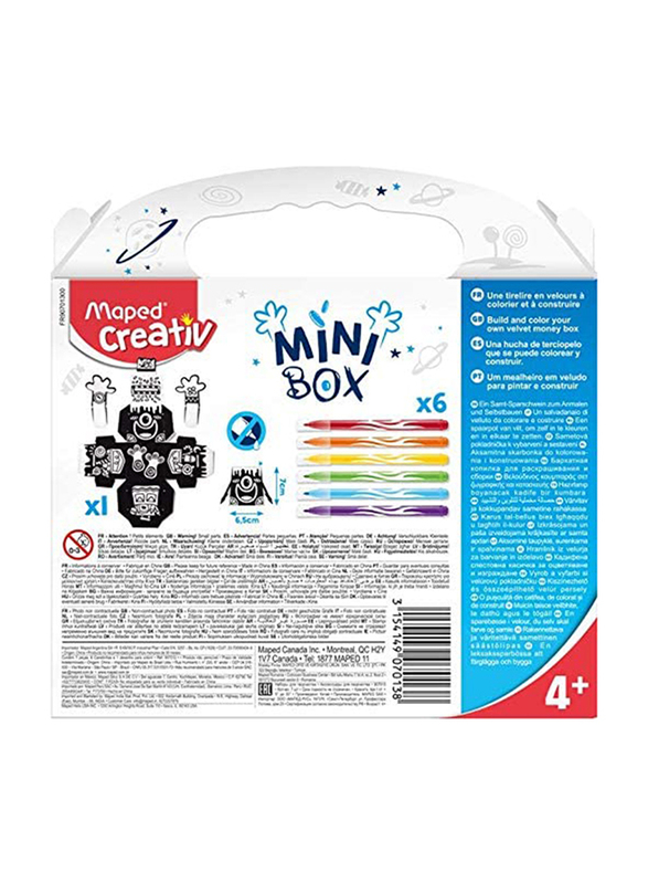 Maped Creativ Color Mini Box Set with Velvet Coloring Money Box, 7 Pieces, Multicolor