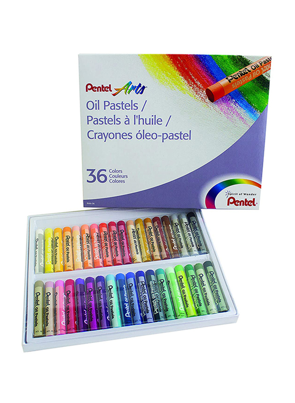 Pentel Arts Oil Pastels Set, 36 Pieces, Assorted Colors